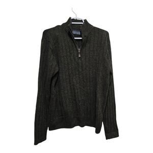 Oscar de la Renta Men’s Green Ribbed Quarter Zip Sweater Size Large